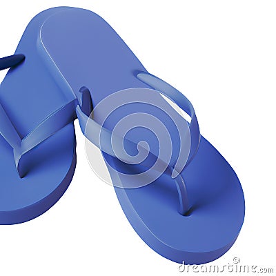 Blue flipflops close up isolated on white summer beachwear generative ai illustration Cartoon Illustration