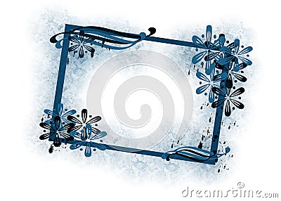 Blue Floral Frame Cartoon Illustration