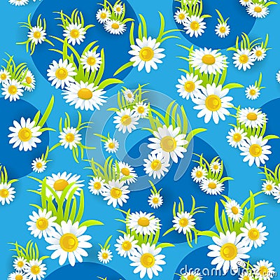 Blue floral seamless pattern Vector Illustration