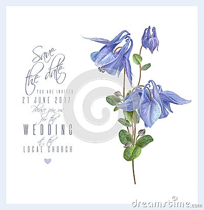 Blue flower card Vector Illustration