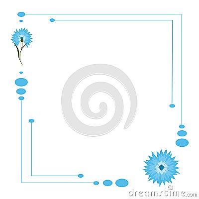 Blue flower cornflower isolated on white background. Cartoon centaurea cyanus illustration Vector Illustration