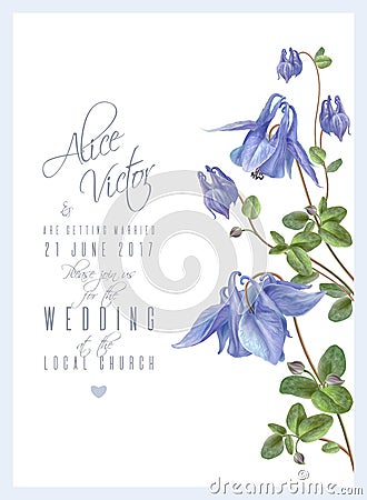 Blue flower invitation Vector Illustration