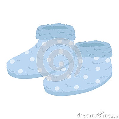 Blue fluffy boots slippers Vector Illustration