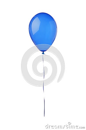 Blue flying balloon isolated on white Stock Photo