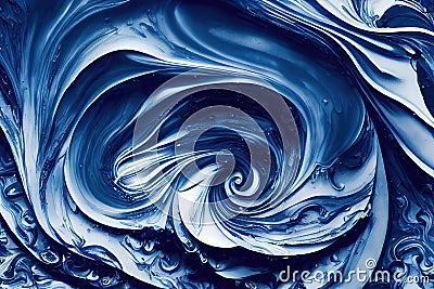 Blue foamy water swirl and melting wave flowing liquid motion abstract background. Fluid art resin epoxy craft acrylic Stock Photo