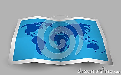 Blue folded world map. Vector illustration Vector Illustration