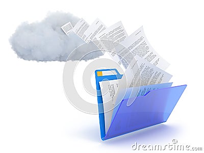Blue folder with cloud. Stock Photo