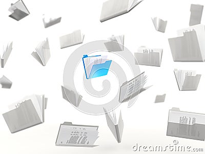 Blue folder in a row Stock Photo