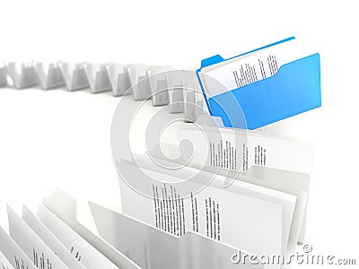 Blue folder in a row Stock Photo