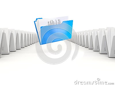 Blue folder in a row Stock Photo