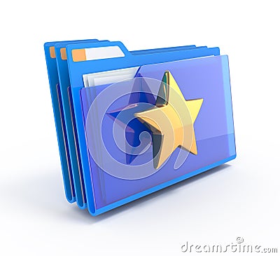 Blue folders with a star. Stock Photo