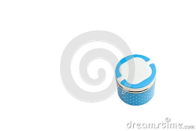 Blue food tiffin on white isolated background Stock Photo