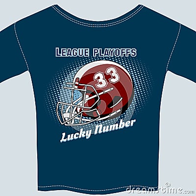 Blue Football League Play Offs Tee Shirt Vector Illustration