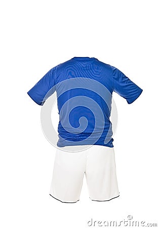 Blue football shirt with white shorts Stock Photo