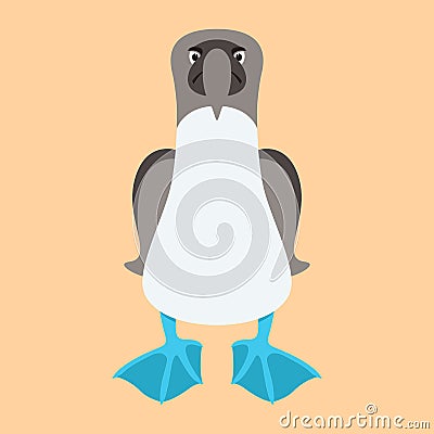 BLUE FOOTED BOOBIE BIRD cartoon vector illustration flat style Vector Illustration