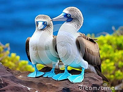 Blue Footed Booby Mating Dance Royalty-Free Cartoon | CartoonDealer.com
