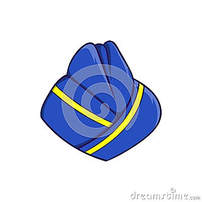 Blue forage cap of stewardess icon, cartoon style Stock Photo