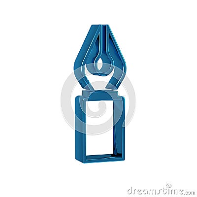 Blue Fountain pen nib icon isolated on transparent background. Pen tool sign. Stock Photo