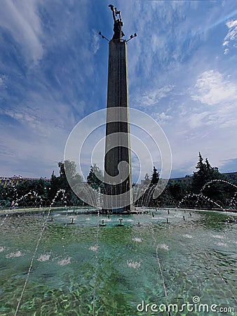 Blue Fountain of Victory Stock Photo