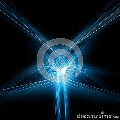 Blue fractal star on a black Stock Photo