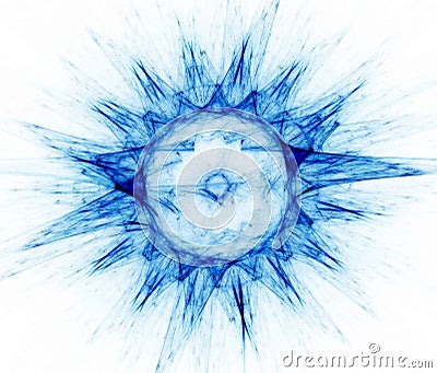 Blue Fractal Sun Stock Photo