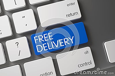 Blue Free Delivery Keypad on Keyboard. 3D. Stock Photo