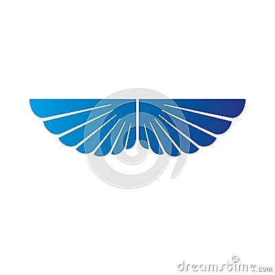 Blue freedom Wings emblem. Heraldic Coat of Arms decorative logo isolated vector Vector Illustration