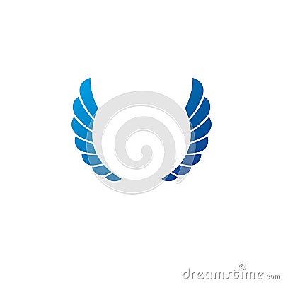 Blue freedom Wings emblem. Heraldic Coat of Arms decorative logo Vector Illustration