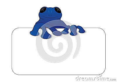 Blue Frog/Gecko ontop of a card. Vector Illustration
