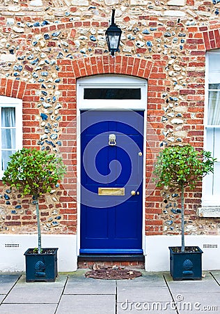 Blue front door Stock Photo