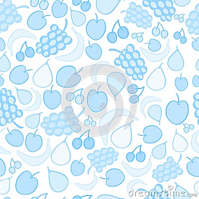 Blue fruit doodle vector seamless pattern Vector Illustration