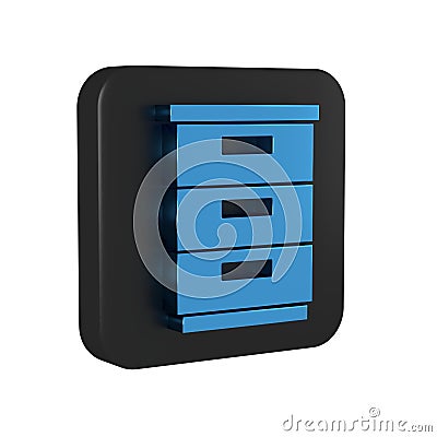 Blue Furniture nightstand icon isolated on transparent background. Black square button. Stock Photo