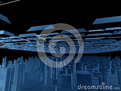 Blue futuristic fantasy constructions Stock Photo
