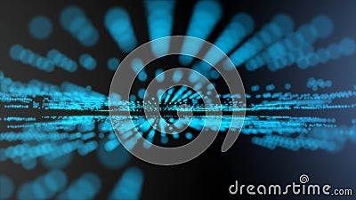 Blue futuristic stream Data Communication flying into digital technologic animation 3D rendering Stock Photo