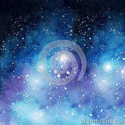 Blue Galaxy Watercolor Illustration Texture Cartoon Illustration