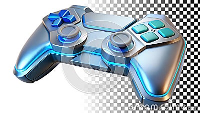 Blue game controller, gaming device, console accessory png transparent image Generative AI Stock Photo