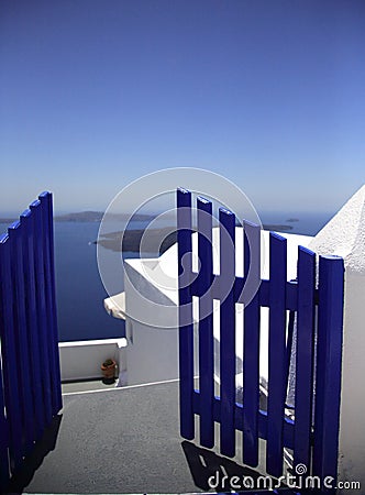 Blue gate Stock Photo