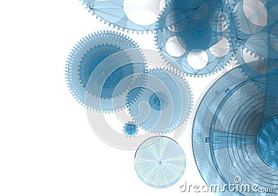 Blue Gears Background Stock Photo