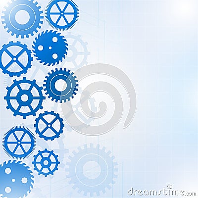 Blue gears on the white background Vector Illustration