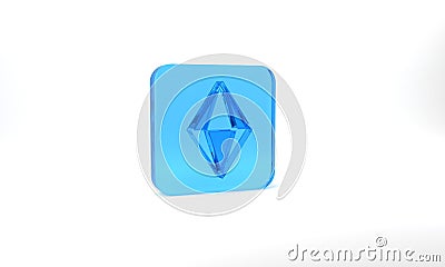 Blue Gem stone icon isolated on grey background. Jewelry symbol. Diamond. Glass square button. 3d illustration 3D render Cartoon Illustration