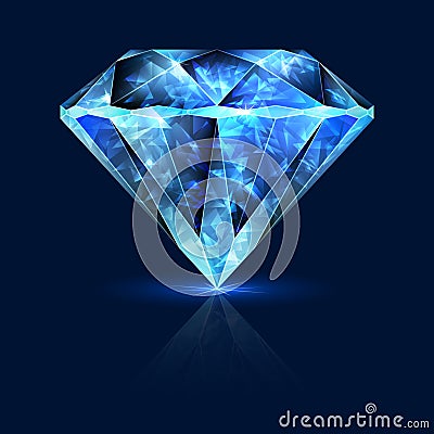 Blue Gemstone Shining Sapphire Crystal Vector Illustration