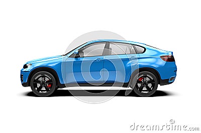 Blue generic suv isolated on a white background Cartoon Illustration