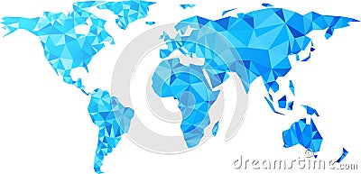 Blue geometric abstract world map. Vector Illustration