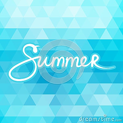 Blue Geometric Background with Text Summer Vector Illustration