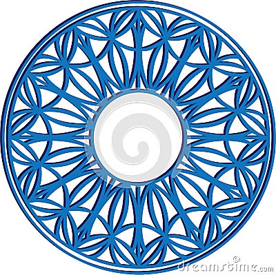 Blue geometric pattern in a circle. Vector mandala Vector Illustration