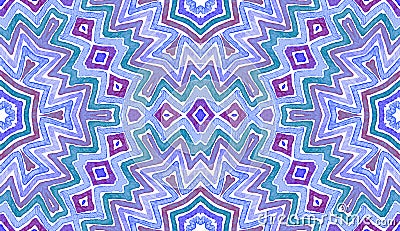 Blue Geometric Watercolor. Cute Seamless Pattern. Stock Photo