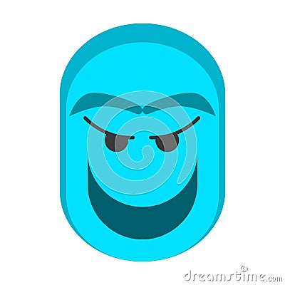 Blue Ghost Head Character with Flat Design Vector Illustration