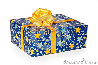 Blue gift box Stock Photo