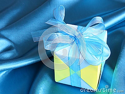 Blue Gift Box - Fathers Day card - Stock photos Stock Photo