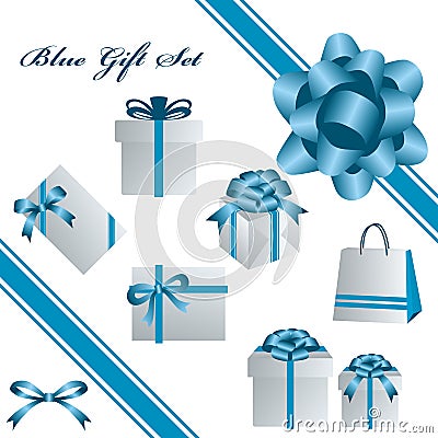 Blue gift set Vector Illustration